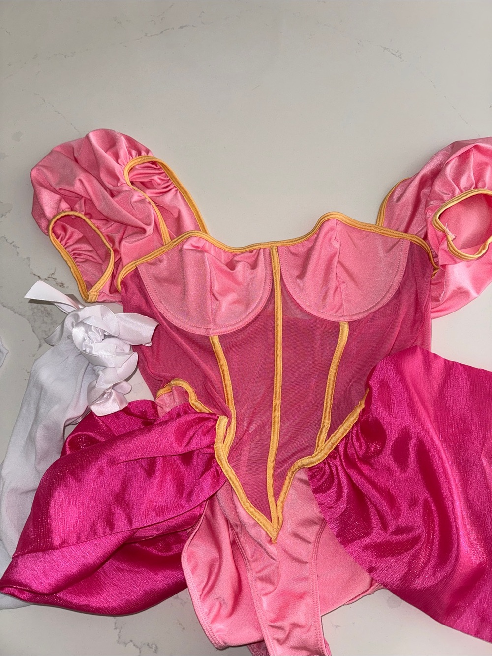 Pink Corset Bandeau with Gold-Trim Accents